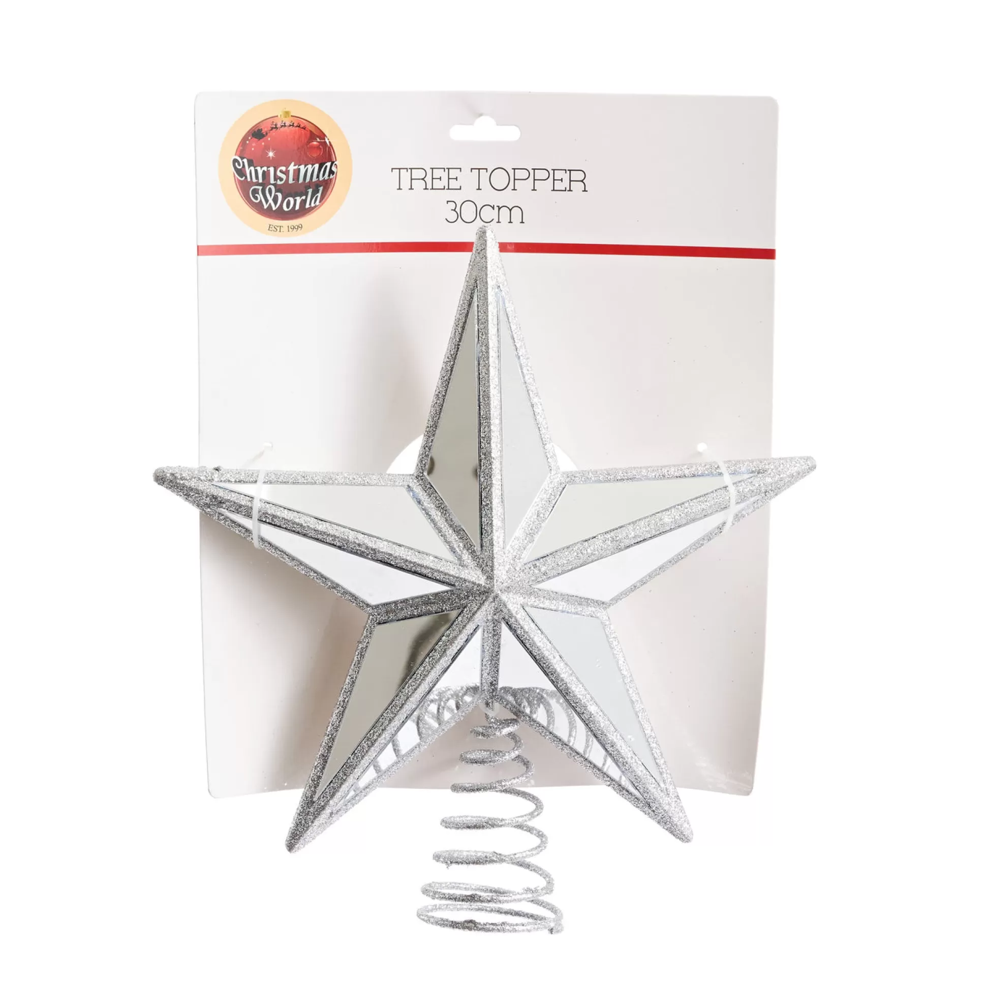 Tree Toppers>Christmas World Silver Star Tree Topper (30Cm)