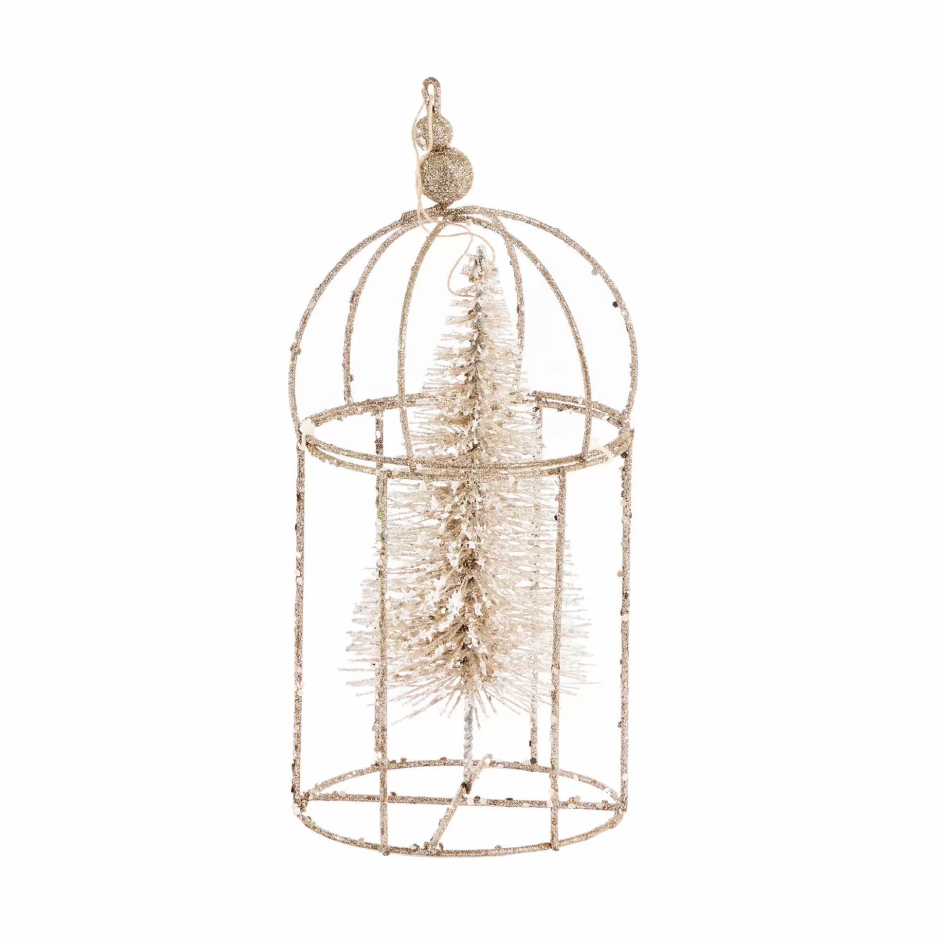 Hanging Decorations>Christmas World Sisal Tree In Metal Cage (22Cm)