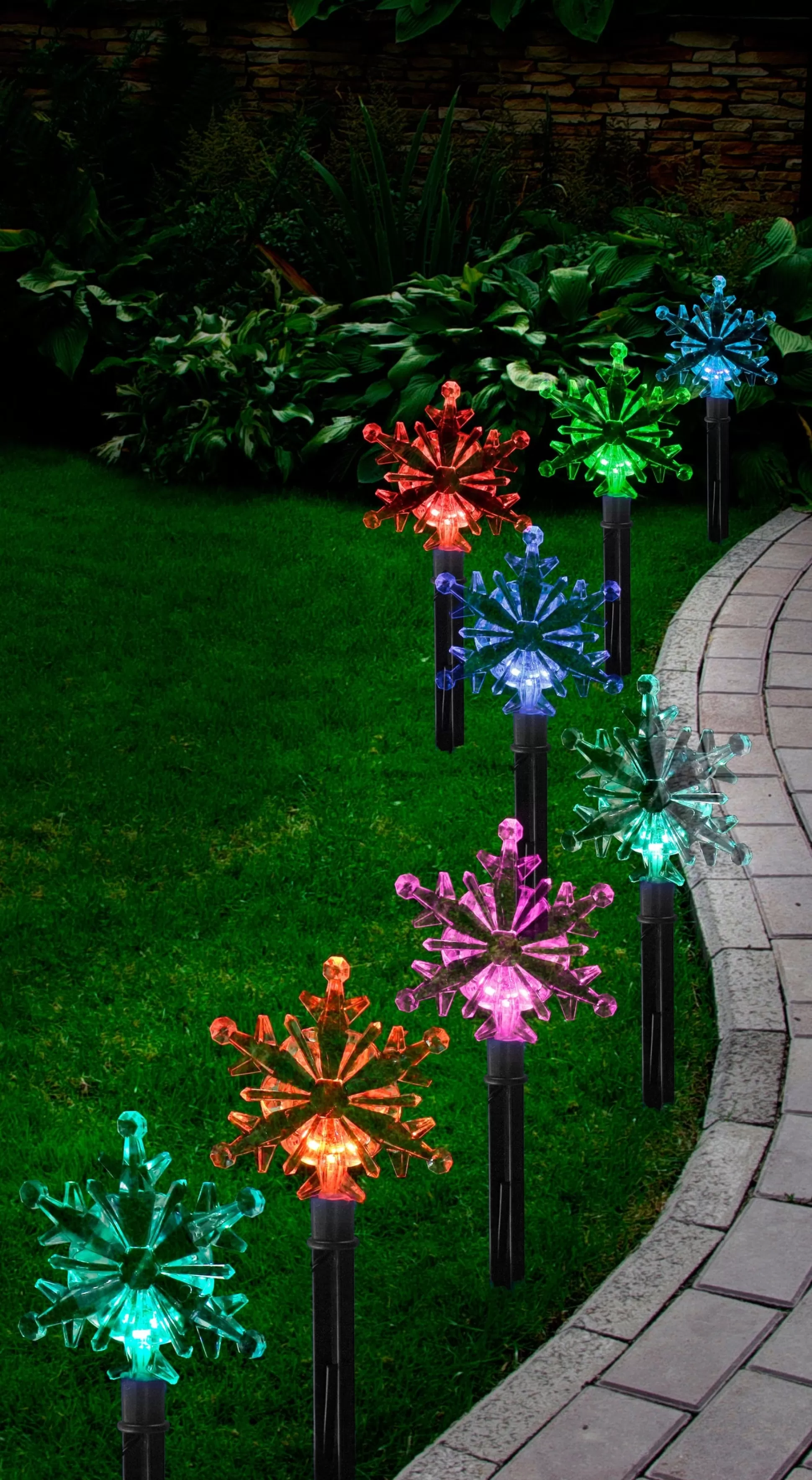 Solar Lights>Christmas World Solar Snowflake Path Lights (8Pcs)