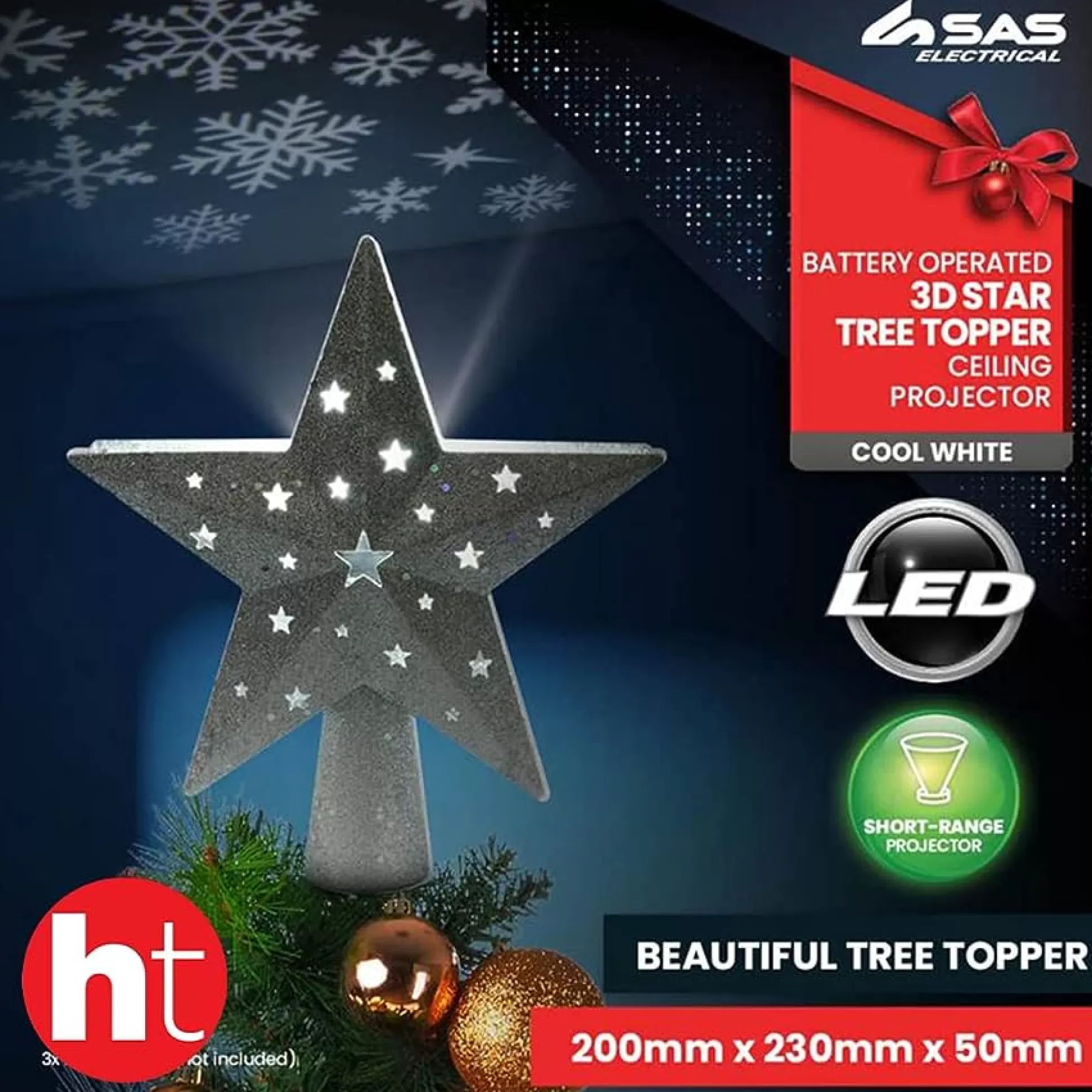 Tree Accessories>Christmas World Star Tree Topper With Snowflake Projector