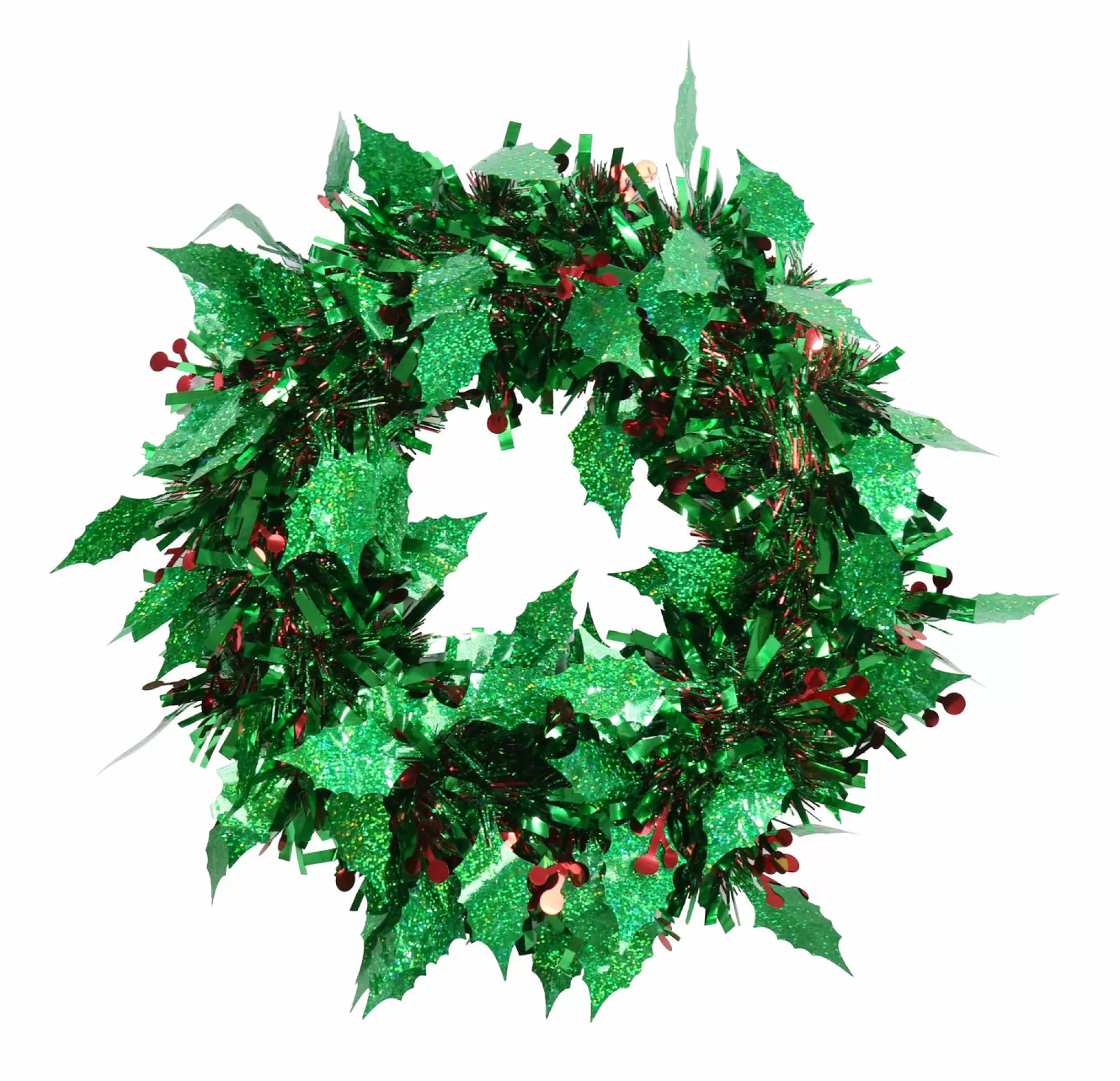 Traditional & Berry>Christmas World Tinsel Holly Berry Wreath (28Cm)