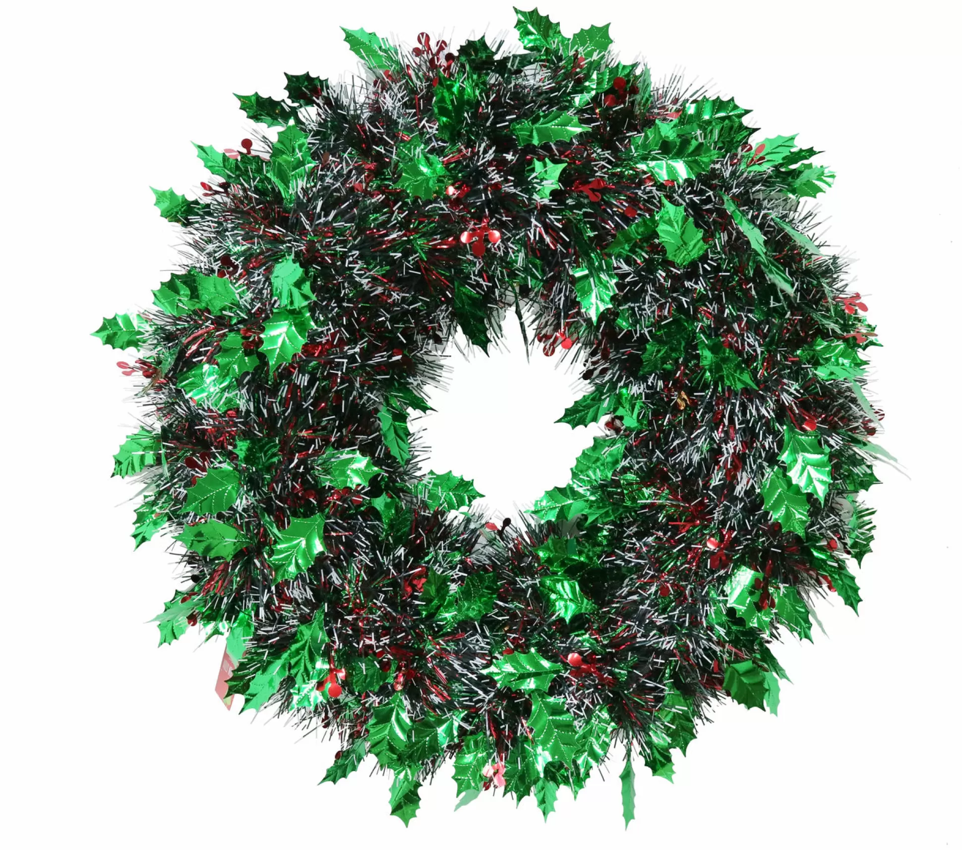 Traditional & Berry>Christmas World Tinsel Holly Berry Wreath (45Cm)