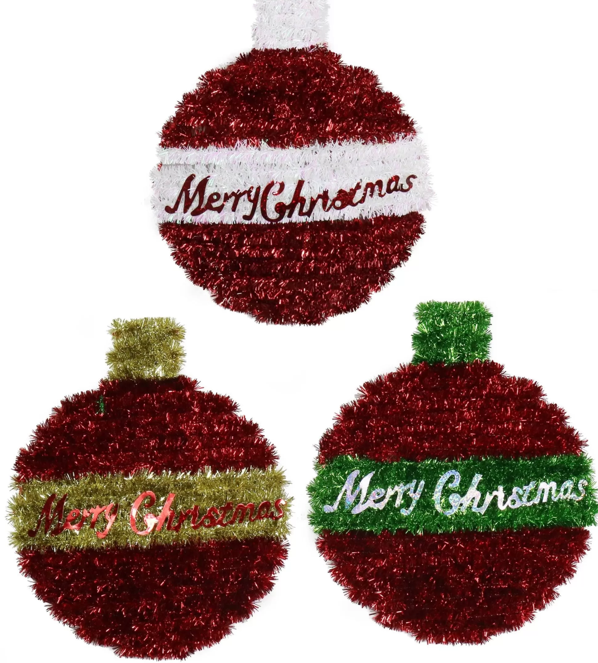 Tinsels>Christmas World Tinsel Mini Bauble Plaque Asst (23Cm)