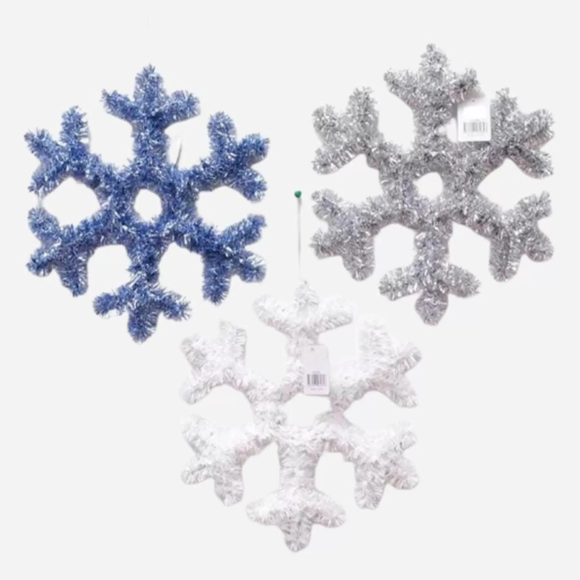 Tinsels>Christmas World Tinsel Snowflake Decoration - Blue