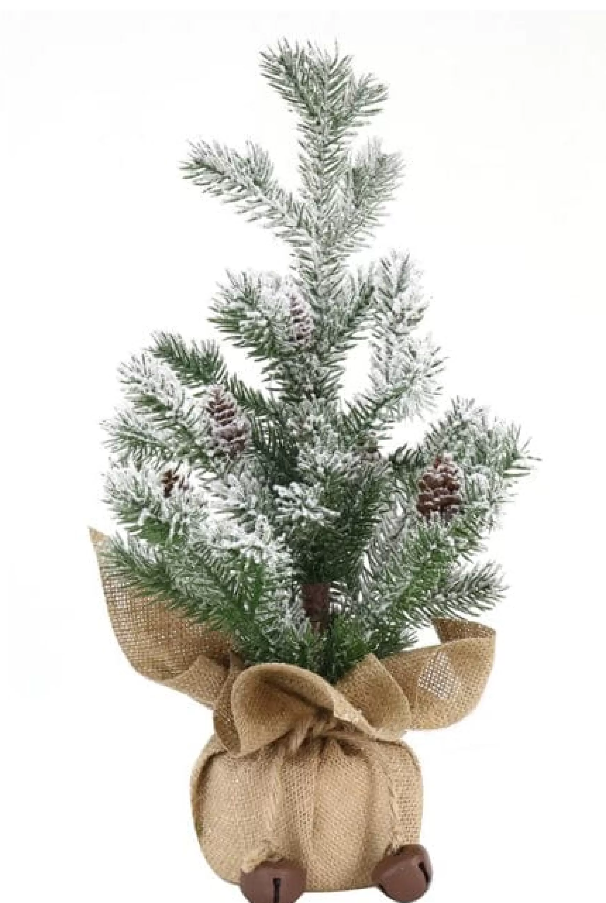 Potted & Table Top Trees>Christmas World Tree In Potted Sack With Nutbells Asst (42/45Cm) - Burlap Sack