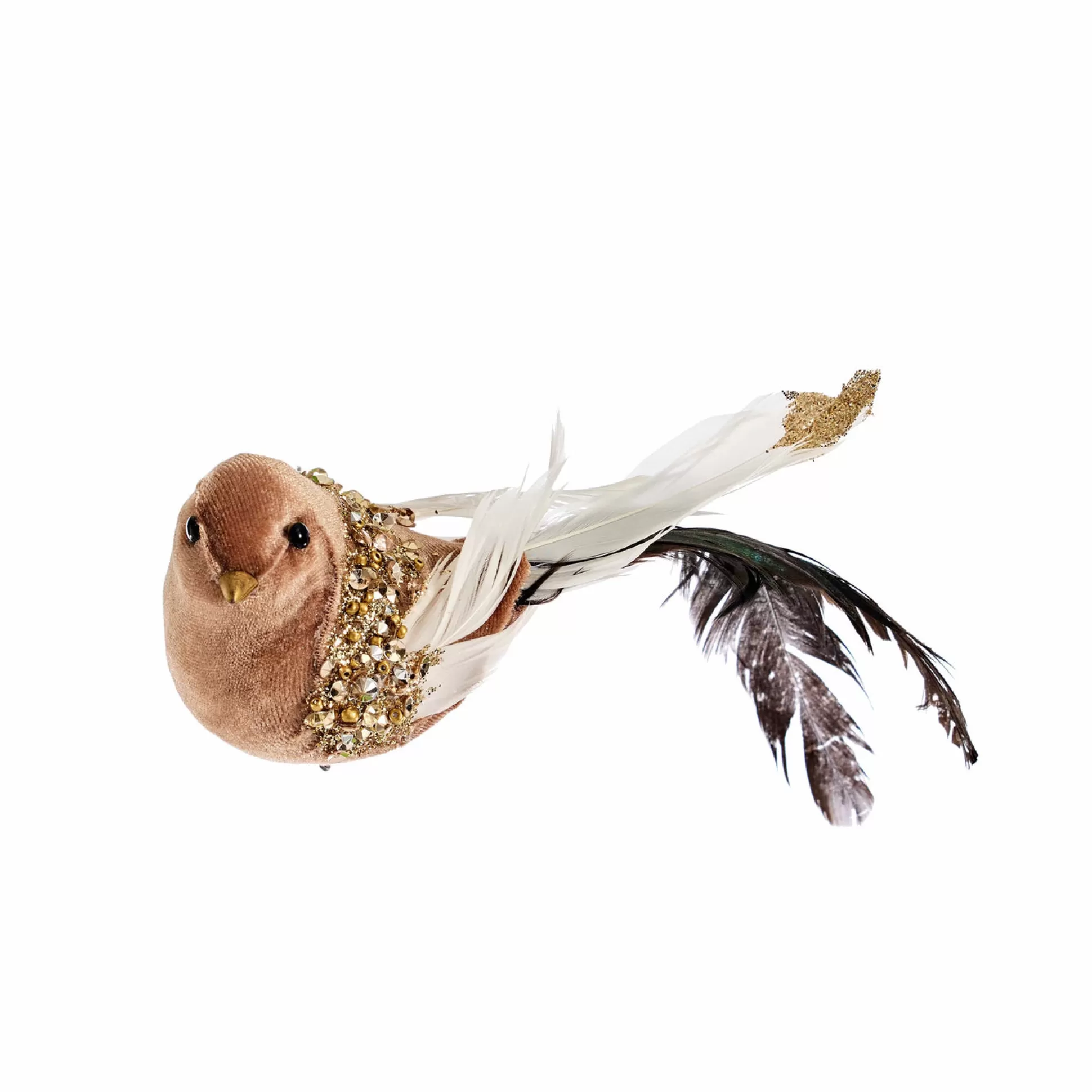 Touch Of Elegance>Christmas World Velvet And Feather Bird With Clip (20Cm)