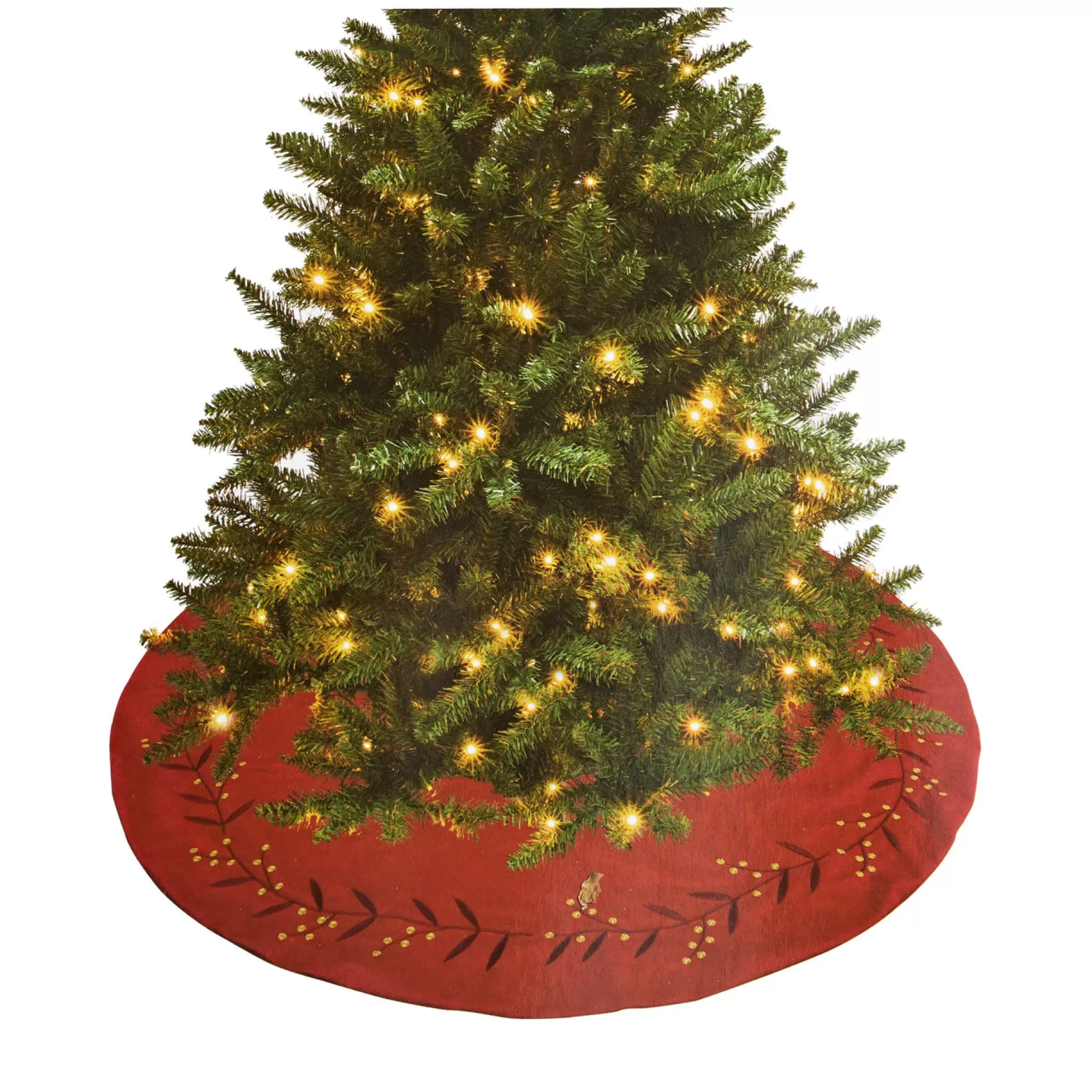 Tree Accessories>Christmas World Velvet Berry Embroidered Tree Skirt (120Cm)