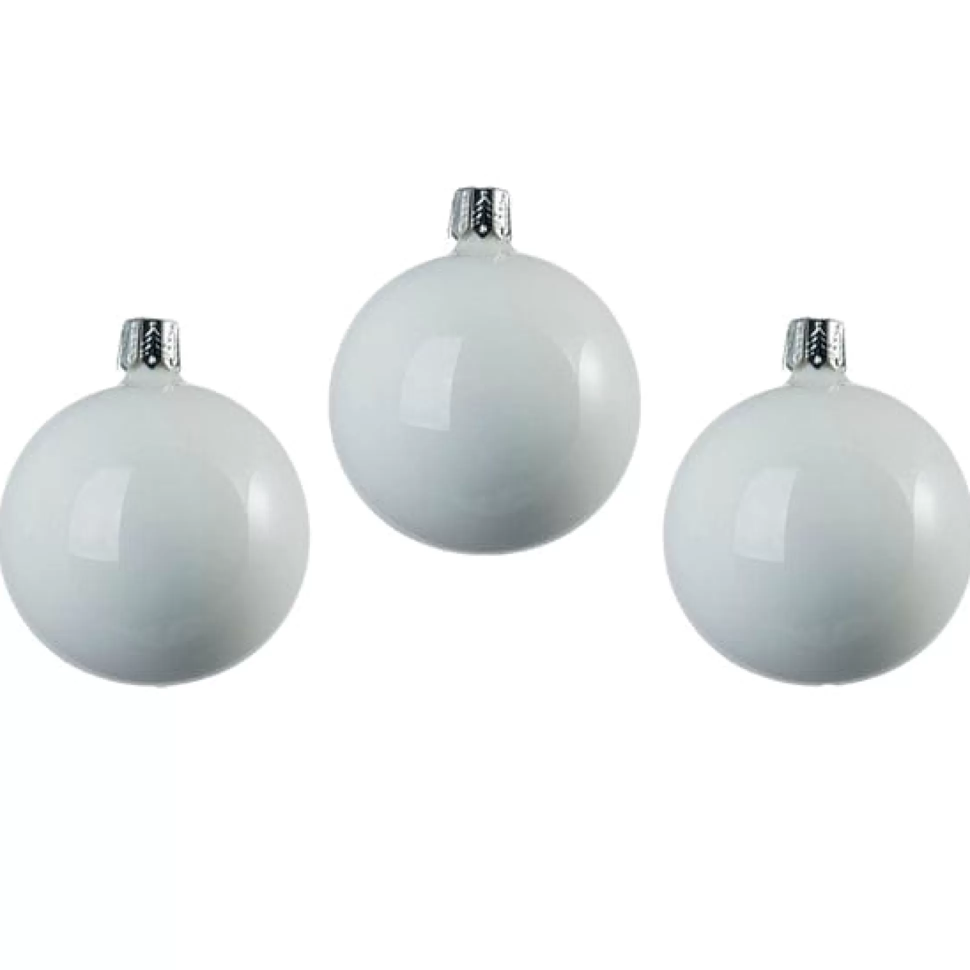 Magical Winter Wonderland>Christmas World White Pearl Bauble Pack (8Cm)