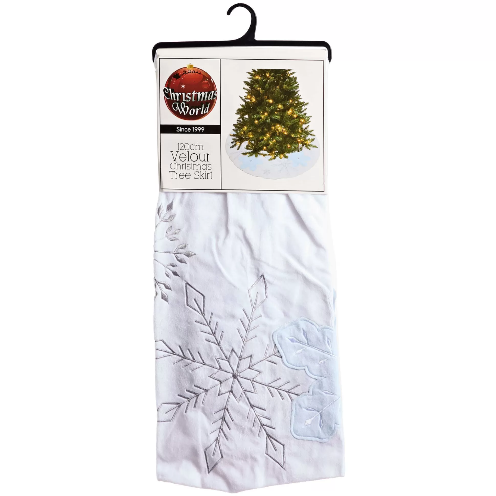 Magical Winter Wonderland>Christmas World White Snowflake Embroidered Tree Skirt (120Cm)